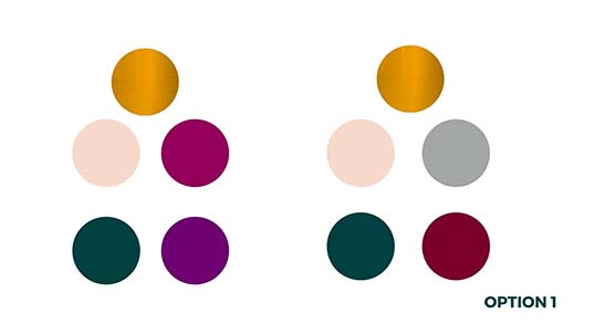Palette de couleurs vert, rose et violet pour un beau feed Insta.